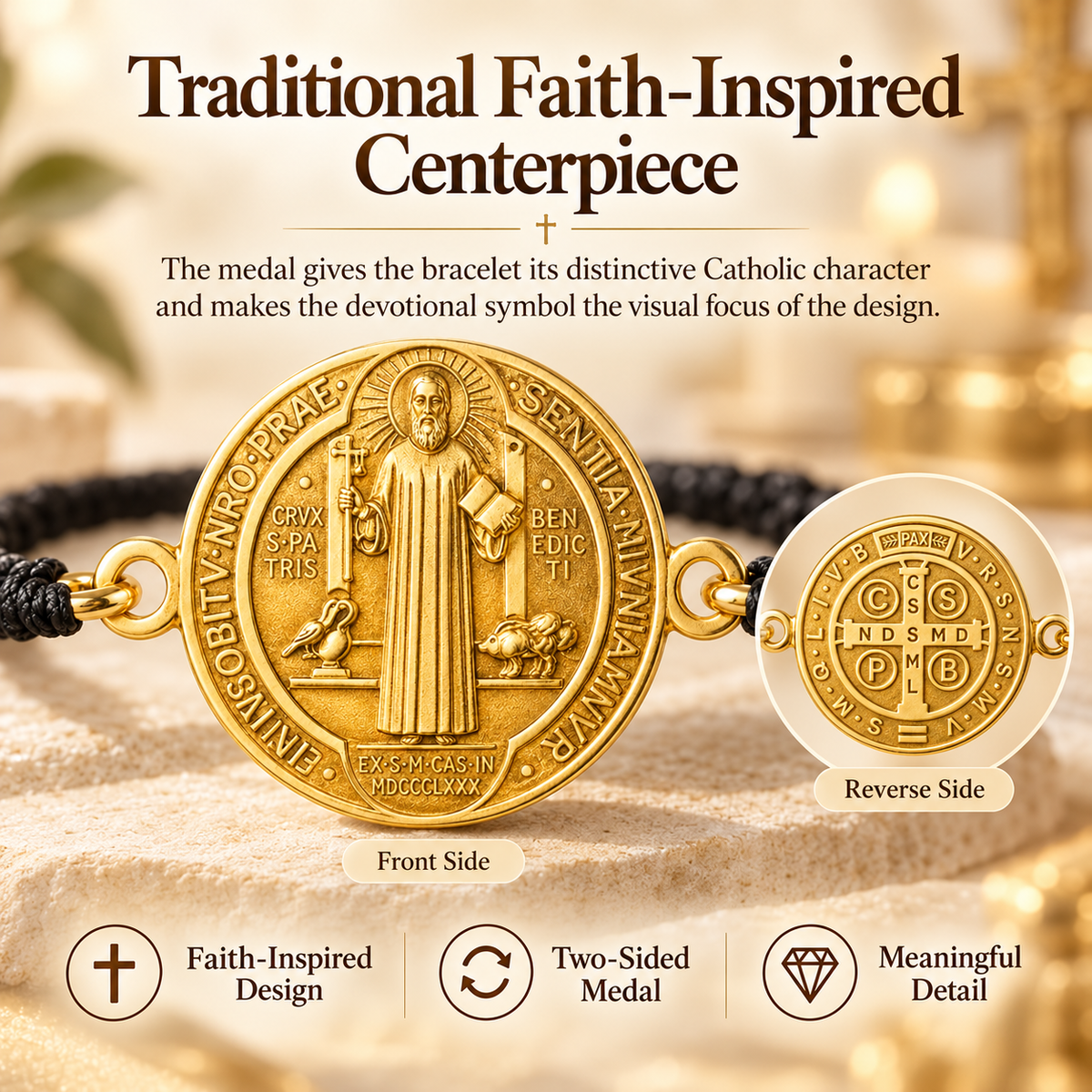 St. Benedict Bracelets, Catholic Religious Symbolism Jewelry Gift