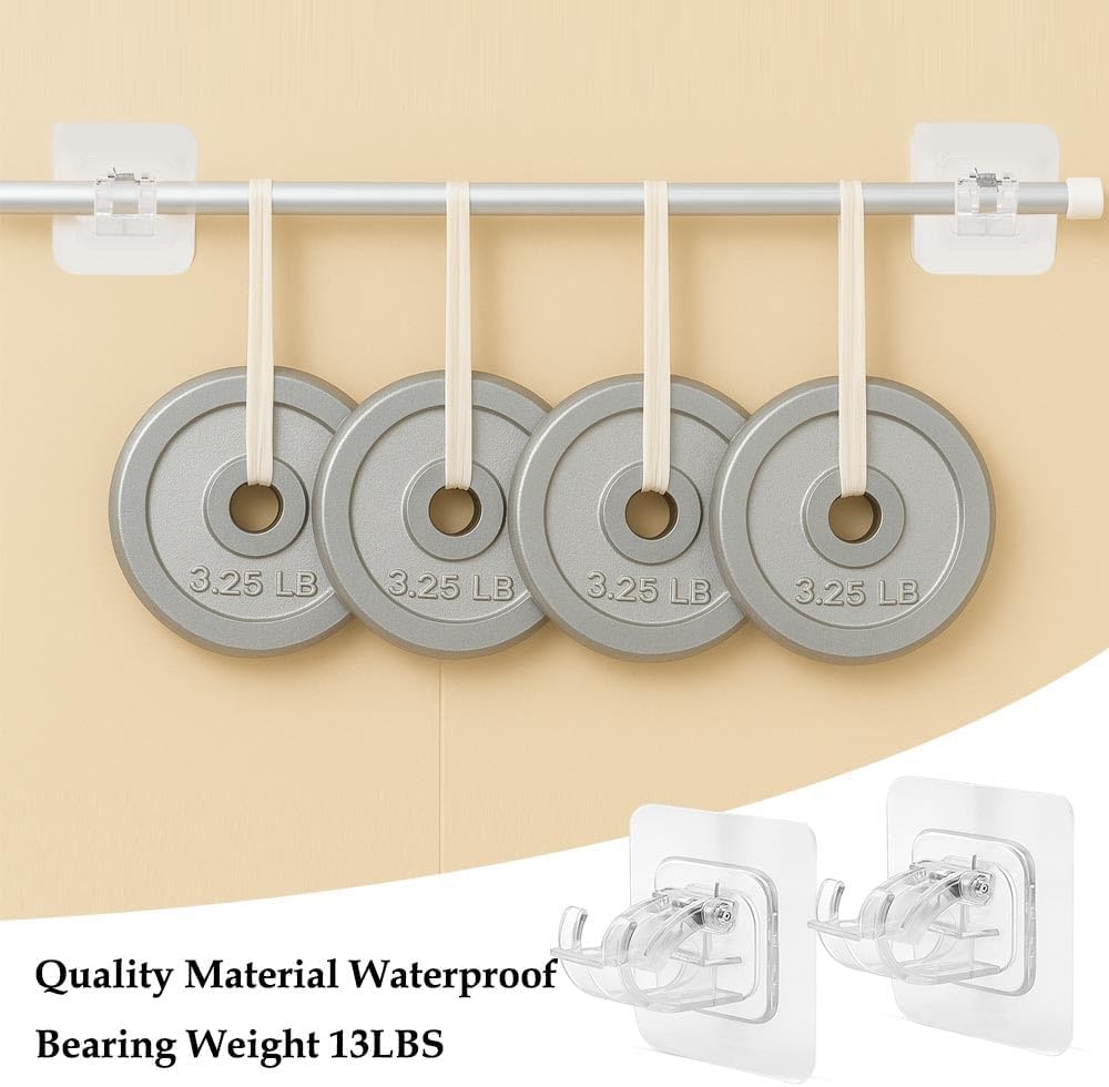 🔨🚫 No Drill Nail Free Adjustable Self Adhesive Curtain Rod Holder Hooks