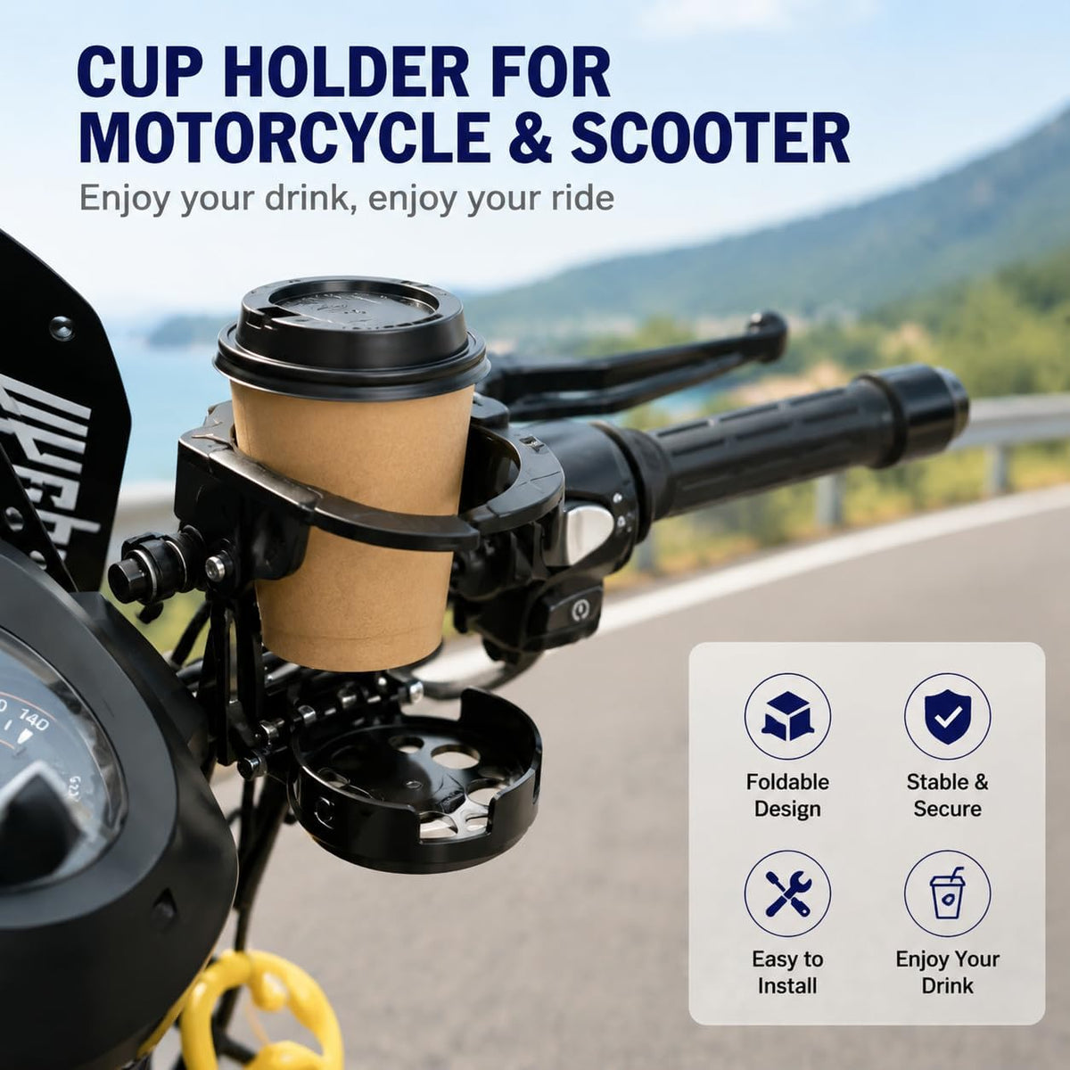 🏍️⚙️Foldable bicycle water bottle cage - suitable for scooters, strollers, and cycling