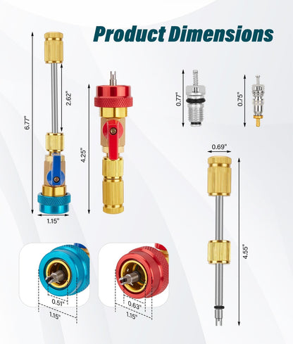🛠️High and low pressure automotive air conditioning valve core tool kit
