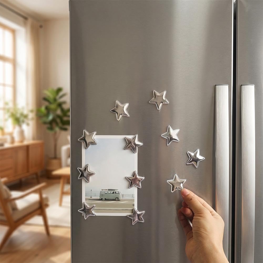 ⭐Ten retro electroplated refrigerator stickers in star shapes