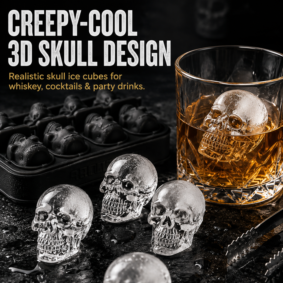 💀🧊3D Skull Silicone Ice Cube Tray