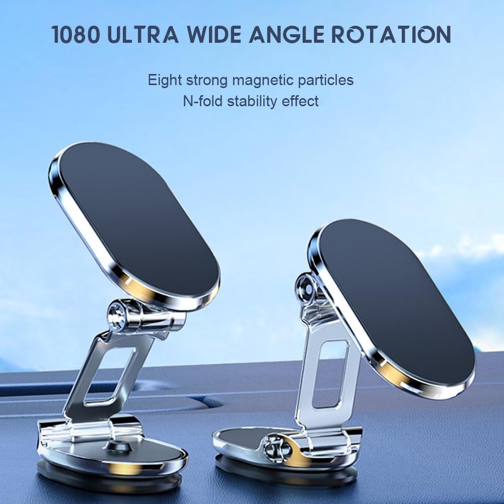 Magnetic phone holder showing eight magnetic particles and wide angle adjustment