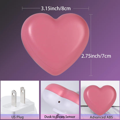 💖2-Pack Heart Shape LED Night Lights