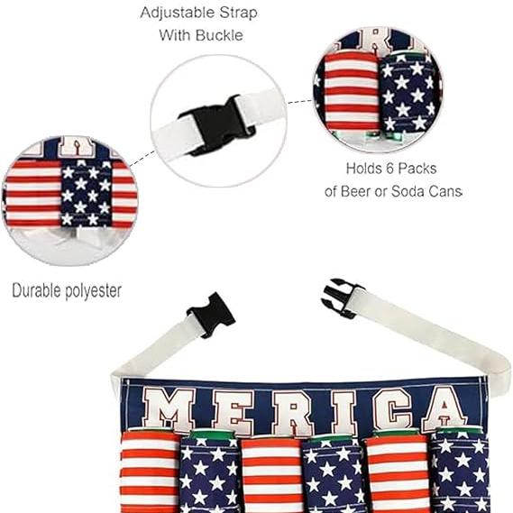 🍺 Patriotic Funny Beer Belt, Adjustable Beverage Holder