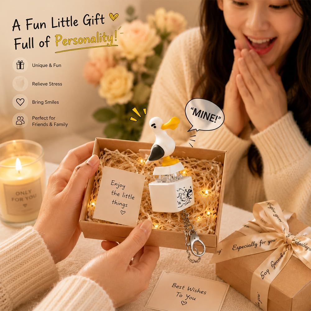 🔊🐦 Seagull MINE! Button Keychain-Real Sound & LED Light