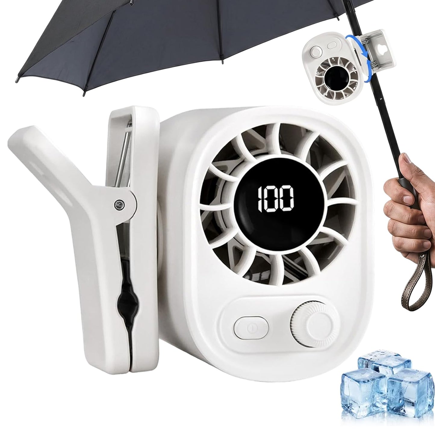 ❄️ Semiconductor Cooling Car Clip On Fan - 360° Rotation, 100 Speeds Adjustable