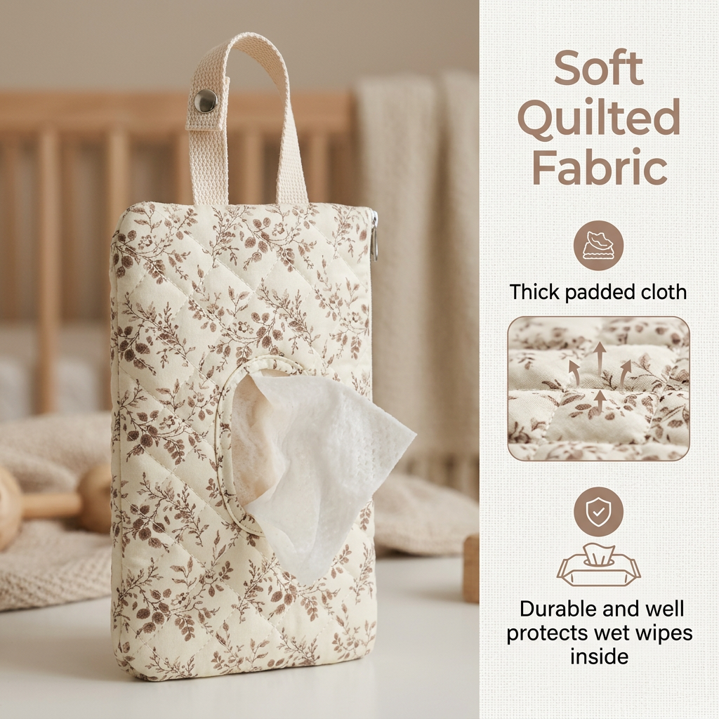 🌸Hangable floral pattern wet wipes bag