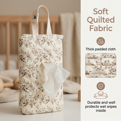 🌸Hangable floral pattern wet wipes bag