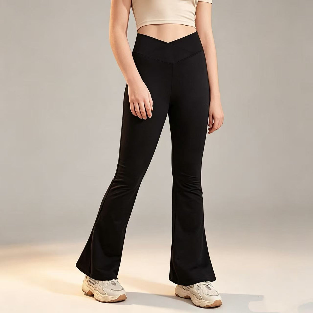Girl's Leggings Cross High Waisted Flare Pants Yoga Bootcut Pants