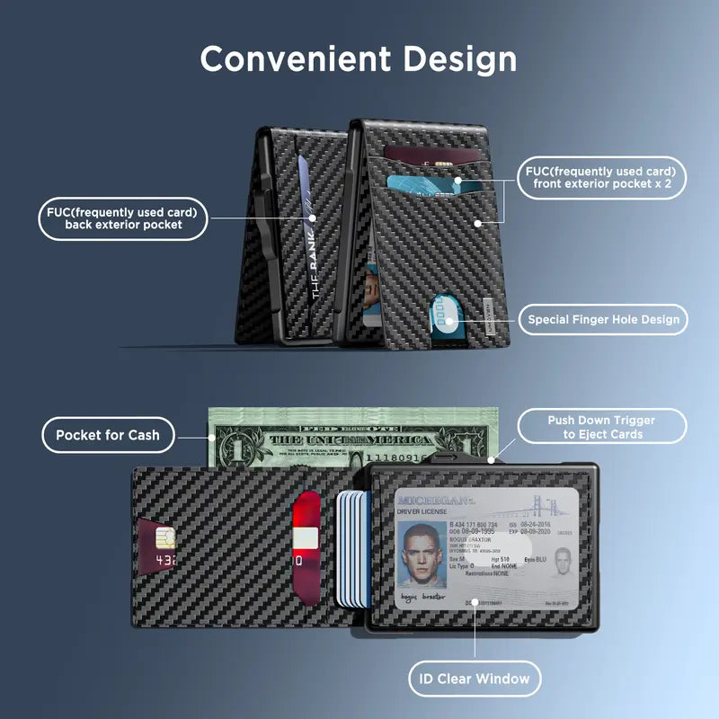 Wallet for Men - Pop Up Case Wallet with RFID Blocking