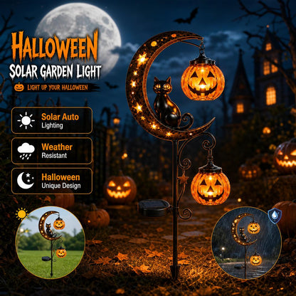 🌙🎃Halloween Black Cat Pumpkin Moon Ground Lamp