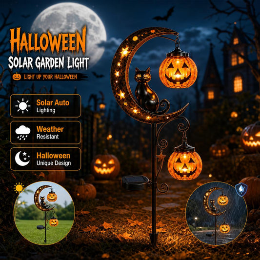 🌙🎃Halloween Black Cat Pumpkin Moon Ground Lamp