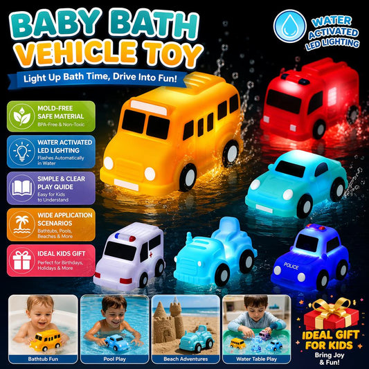 🚗🎁6-piece Sparkling Bathtub Toy Car Set