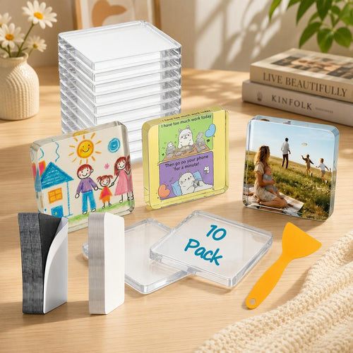 🧲📸 10-Pcs Magnetic Clear Acrylic Photo Frames DIY Fridge Magnets