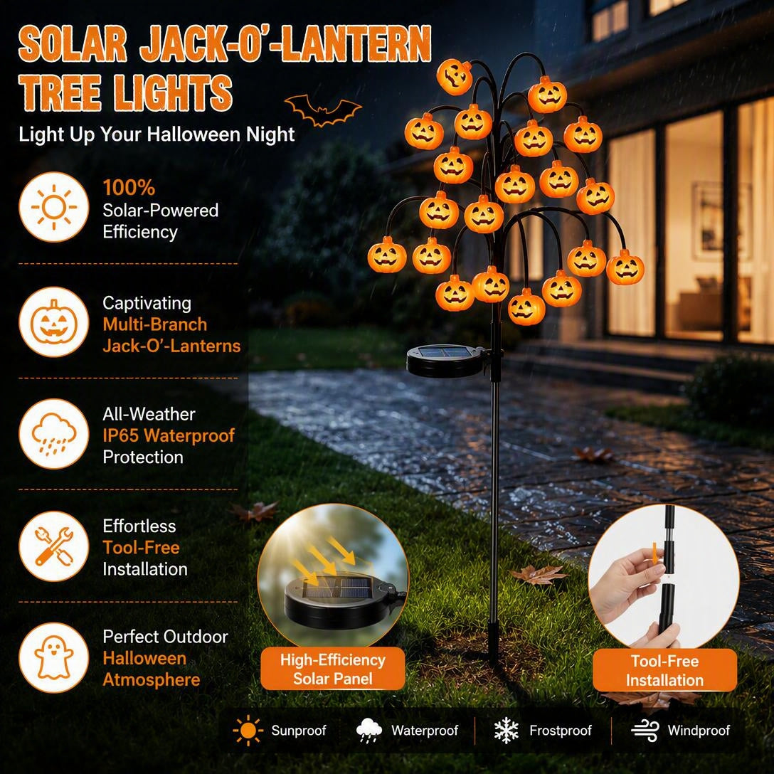 🎃Solar-Powered Branching Pumpkin Stake Lights