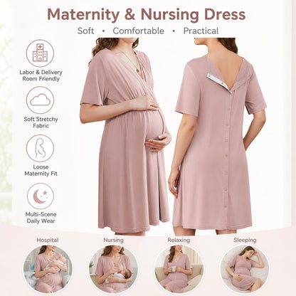 🤱Short-sleeved maternity and nursing wear with buttons.