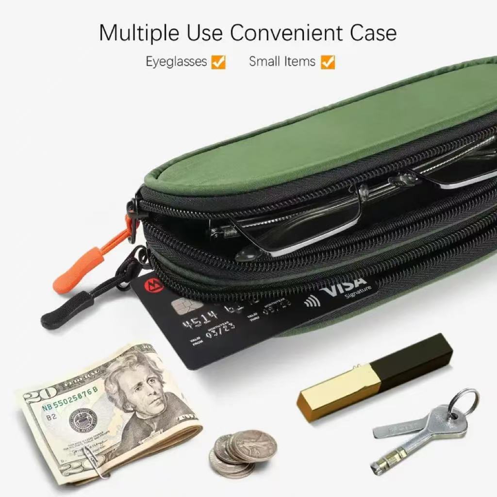 Soft Portable Double Eyeglass Case Zipper Sunglasses Bag