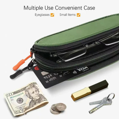 Soft Portable Double Eyeglass Case Zipper Sunglasses Bag