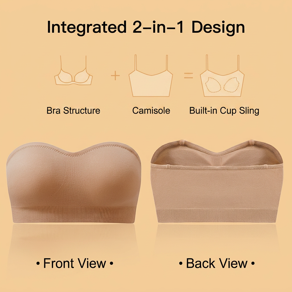 👗Strapless, non-slip, seamless silicone push-up bandeau with invisible straps