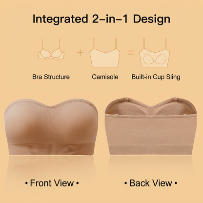 👗Strapless, non-slip, seamless silicone push-up bandeau with invisible straps