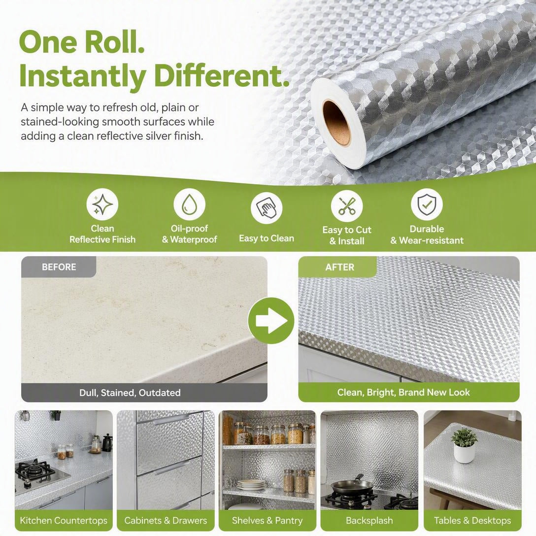 Self-Adhesive Aluminum Foil Kitchen Backsplash Wallpaper