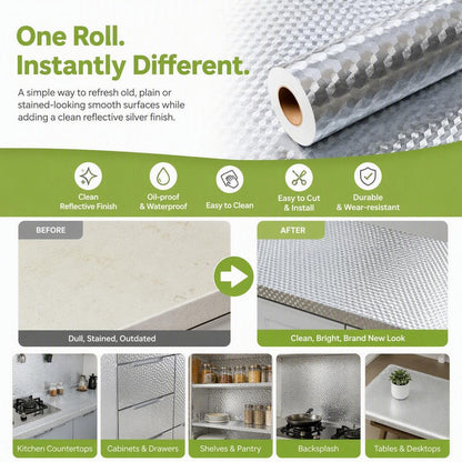 Self-Adhesive Aluminum Foil Kitchen Backsplash Wallpaper