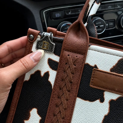 📎Handmade Cow Tag Belt Key Holder with Copper Initial