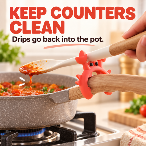 🦀2 Pcs Crab-shaped silicone spatula holder - suitable for pots, ladles, and spatulas