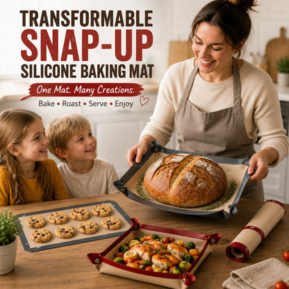 🍪 Transformable Snap-Up Silicone Baking Mat | 2-in-1 Non-Stick Baking Tray