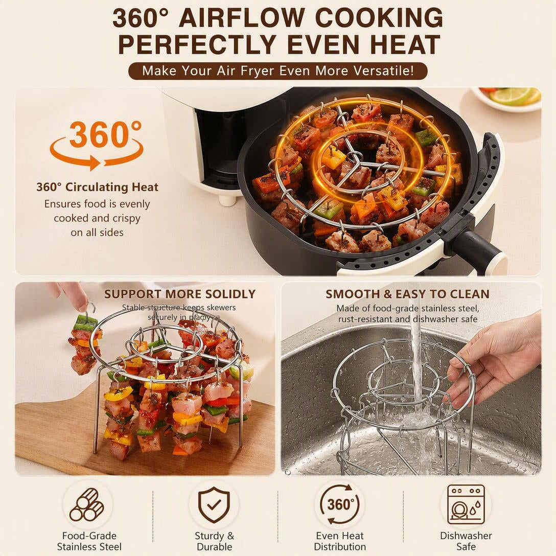 304 Stainless Steel Air Fryer Skewer Rack 360° Baking