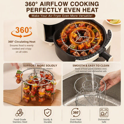 304 Stainless Steel Air Fryer Skewer Rack 360° Baking