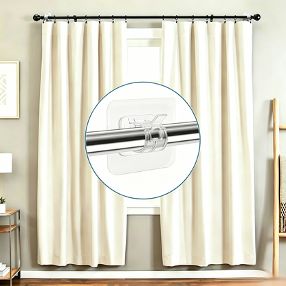 🔨🚫 No Drill Nail Free Adjustable Self Adhesive Curtain Rod Holder Hooks
