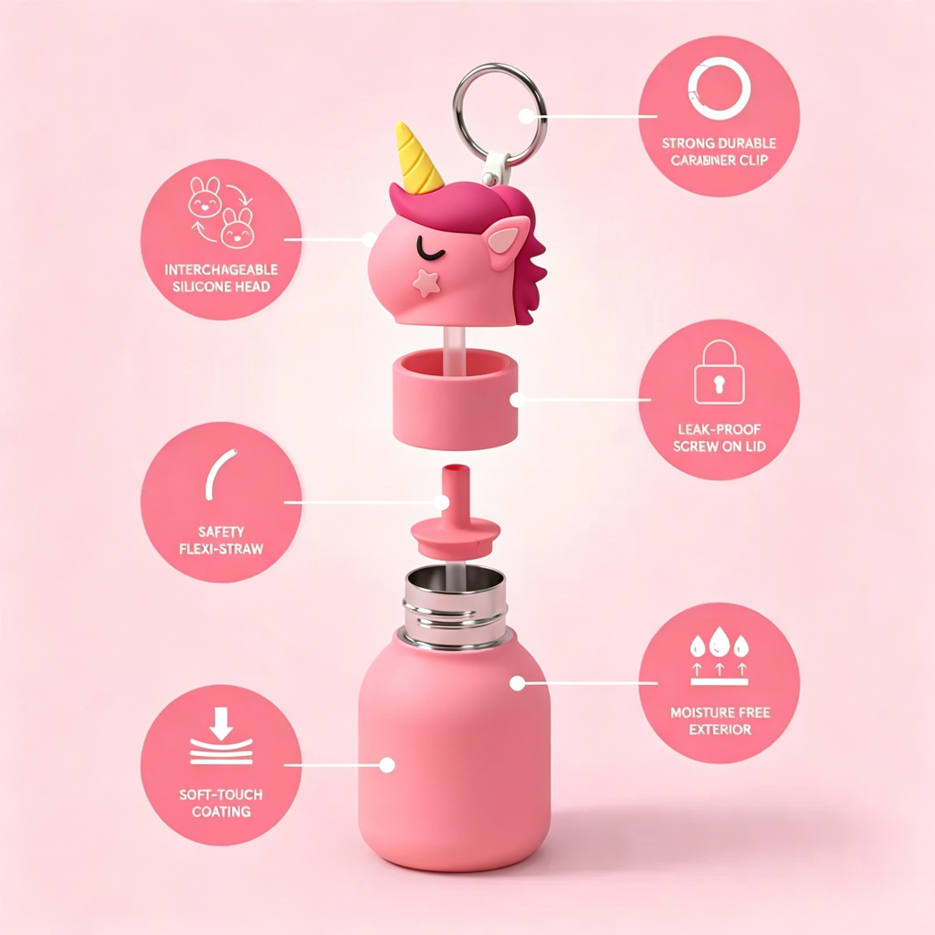 🐻✨ Mini stainless steel cartoon water bottle