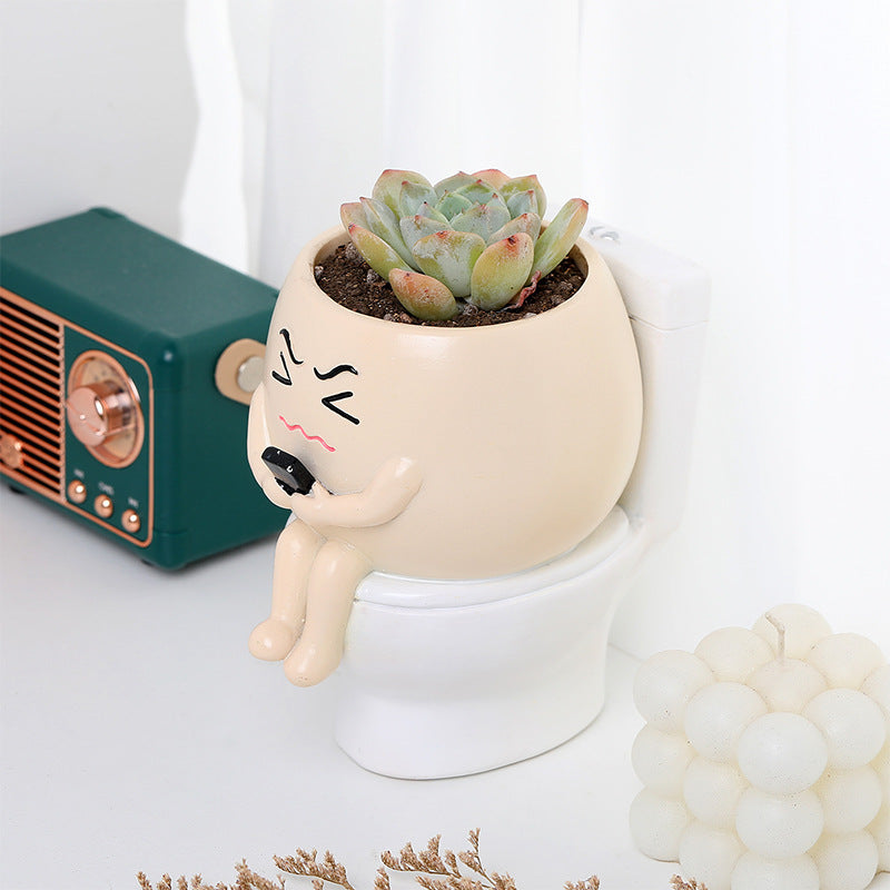 🌿Adorable resin flowerpot for garden and courtyard, green plant holder