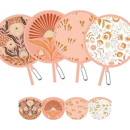 🌸4 Pack Boho Floral Folding Hand Held Round Fan