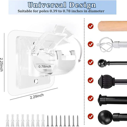 🔨🚫 No Drill Nail Free Adjustable Self Adhesive Curtain Rod Holder Hooks