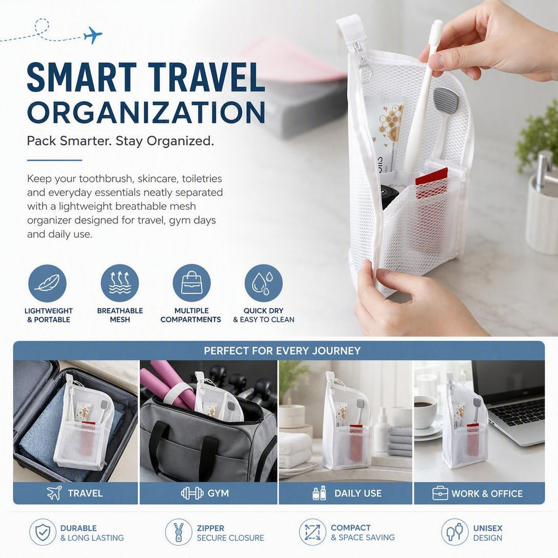 Portable Breathable Mesh Toiletry Bag