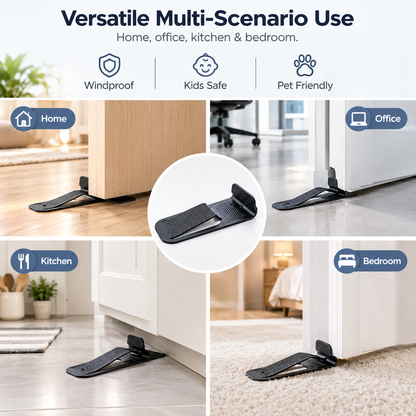 🦶Spring-loaded innovative doorstop - securely holds open door wedges in place