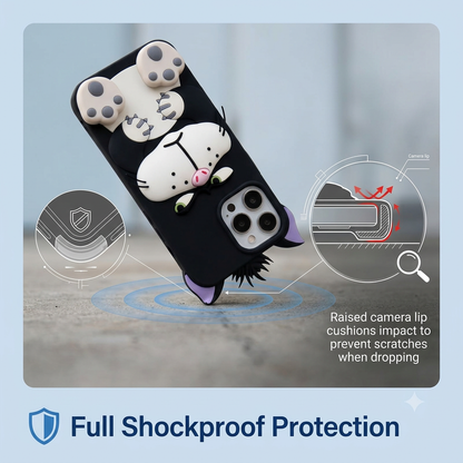 😼Cartoon Lucifer Cat Silicone Phone Case for Apple 17/16/15 Pro Max