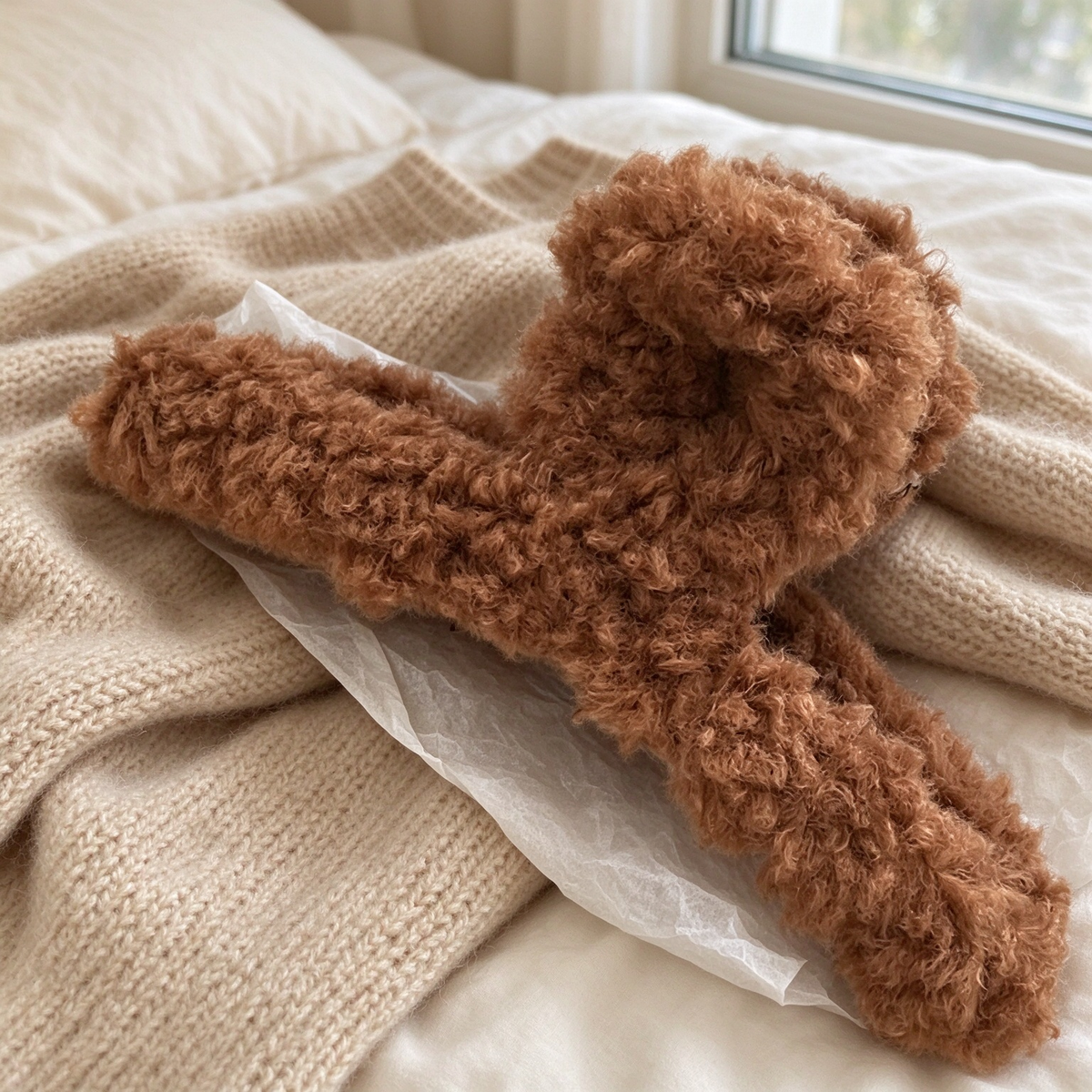 Plush shark claw hair clip