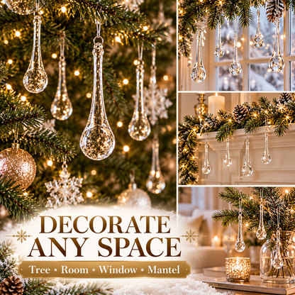 Clear Crystal Snowflake & Icicle Christmas Ornaments