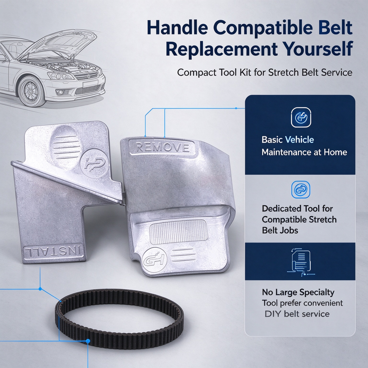2PCS Stretch Belt Mate Kit, Serpentine Belt Tool for Timing Belt