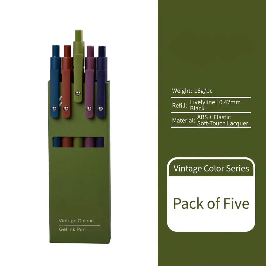 ✍️Fine-point black ink push-type gel pen