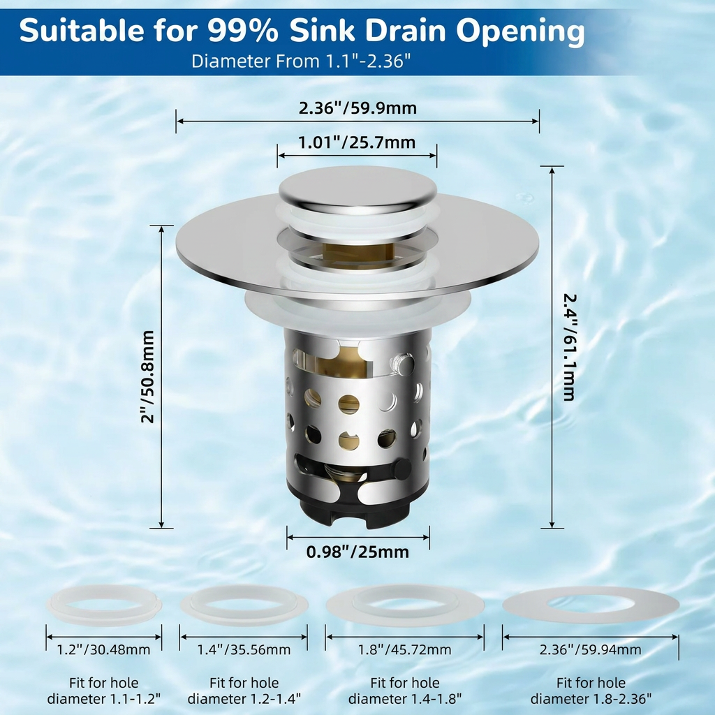 🔧Upgraded bathroom sink drain filter bathroom accessory set