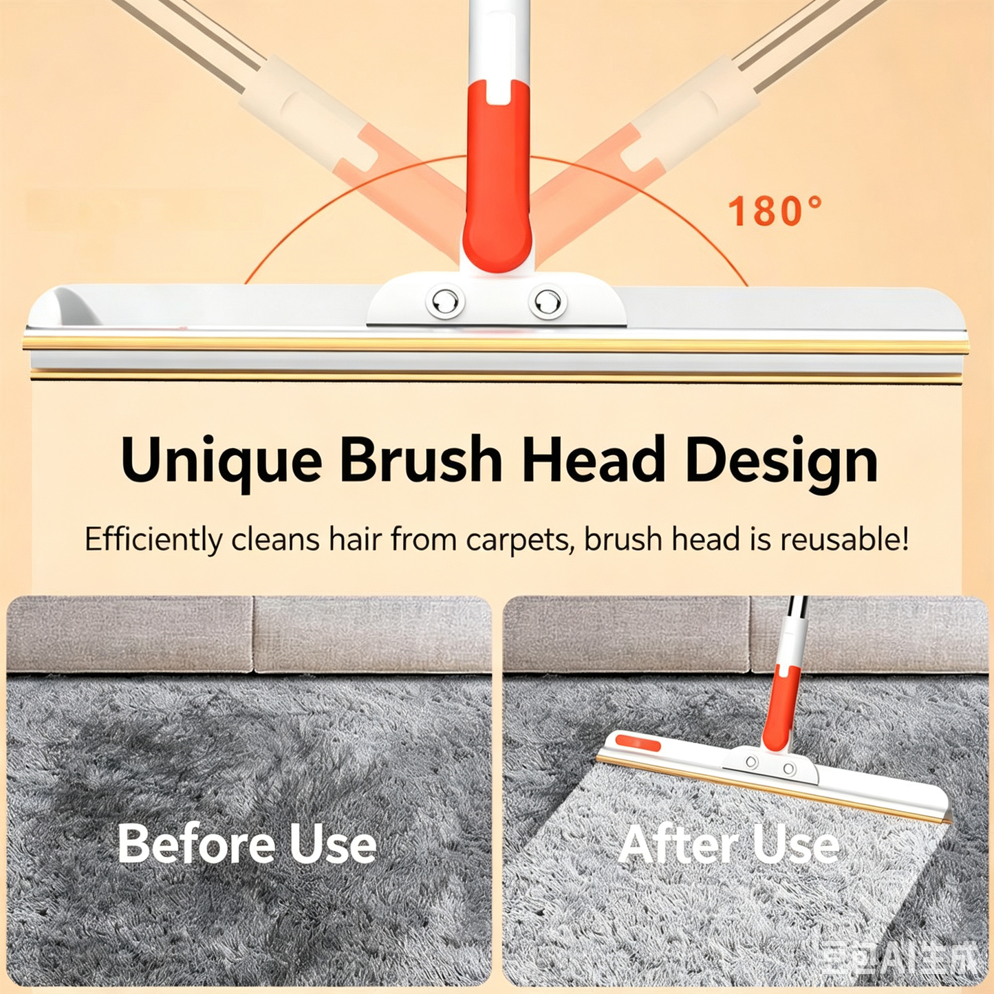 🐾 Pet Hair Remover Brush - Cleaner Efficient Carpet Tool