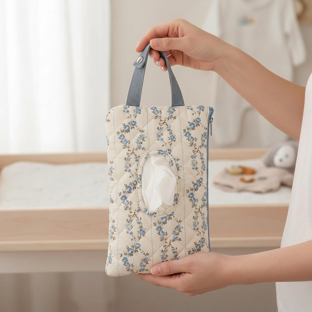 🌸Hangable floral pattern wet wipes bag
