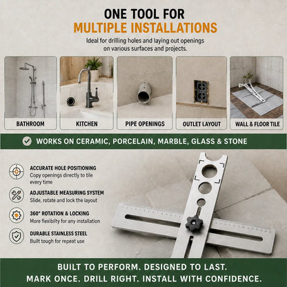 🌟 The Ultimate Tile Positioning Solution — Heavy-Duty Stainless Steel Multi-Angle Measuring Ruler 📏💪
