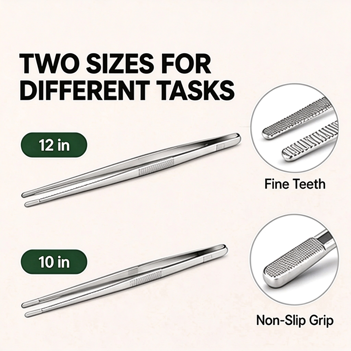 4-Piece Stainless Steel Precision Cooking Tweezers