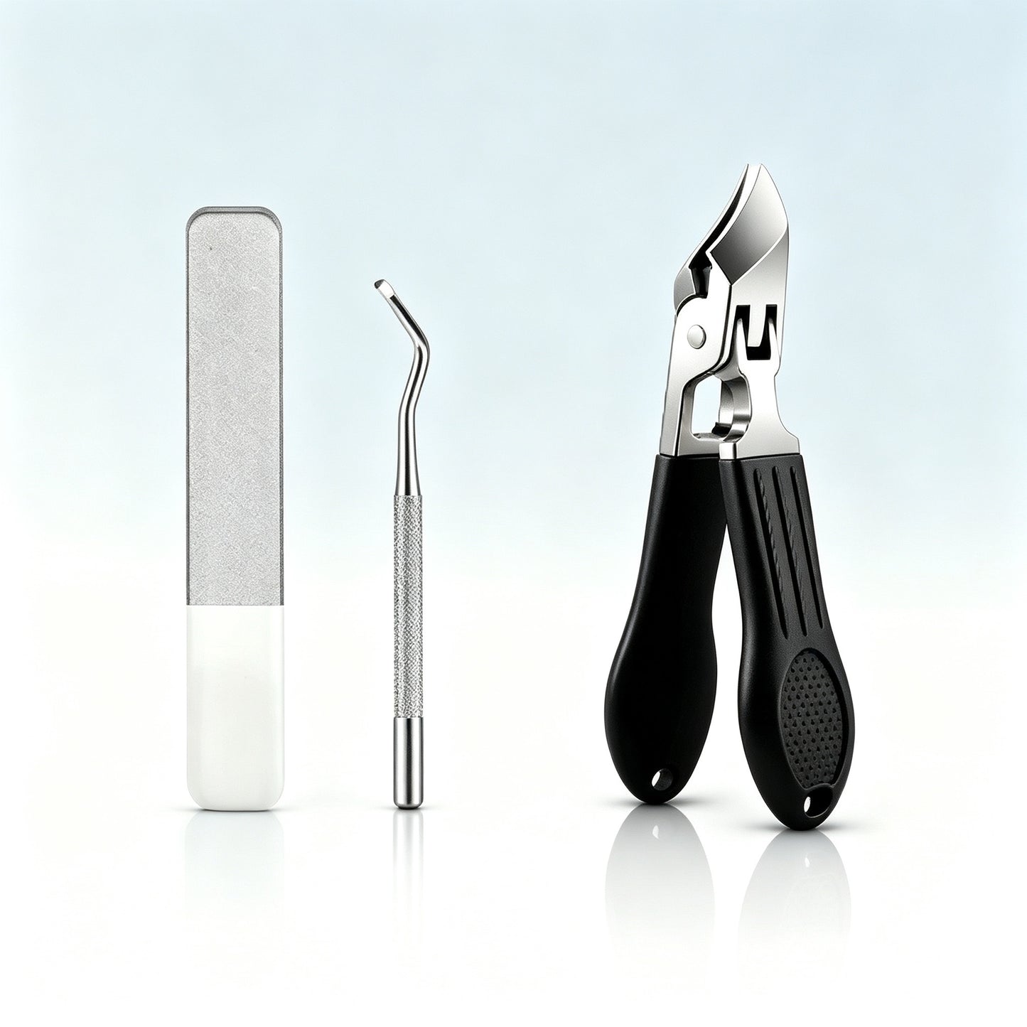 3 Piece Wide Mouth Splash Proof Angled Nail Clippers